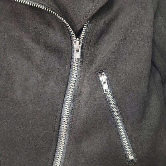 Philosophy Grunge Glam Rock Faux Suede Full Zip Asymmetrical Moto Biker Jacket - Picture 8 of 11